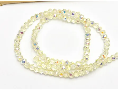 Margele cristal rondel 3.5x3mm galben lamaie AB (sirag)