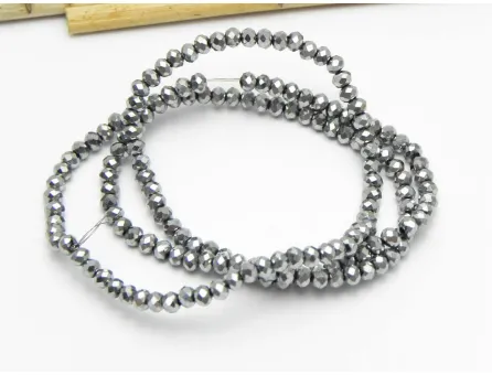 Margele cristal rondel electroplacat 2.5x2mm argintiu metalic (sirag)