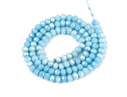 Margele cristal rondel fatetat electroplacat 4x3.5mm sky blue lustered (sirag)