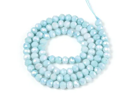 Margele cristal rondel fatetat electroplacat 4x3.5mm aqua lustered (sirag)