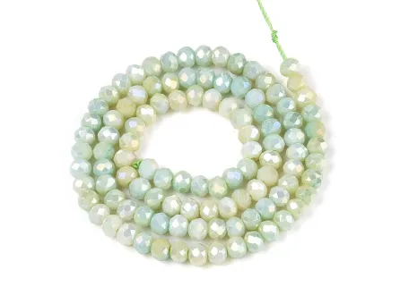 Margele cristal rondel fatetat electroplacat 4x3.5mm vernil lustered (sirag)