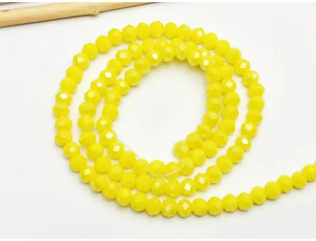 Margele cristal rondel fatetat 4x3mm galben opac luster (sirag)