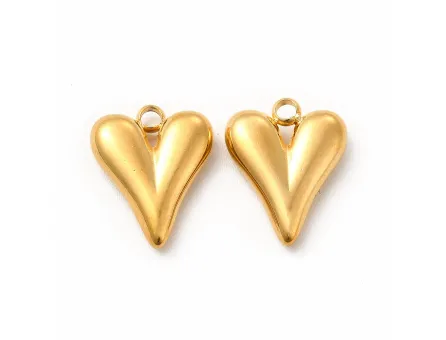 Charm otel inoxidabil 304 auriu inima 15x12mm
