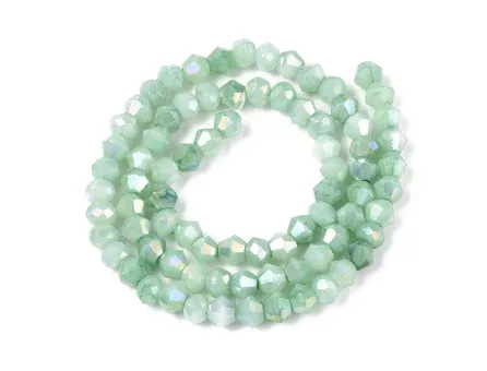 Margele cristal biconic si rondel electroplacat 4mm verde menta lustered (sirag)