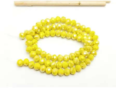 Margele cristal rondel fatetat galben opac luster (sirag)
