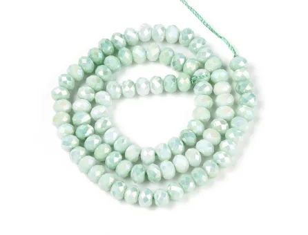 Margele cristal rondel fatetat electroplacat 6x4mm verde turcoaz lustered (sirag)