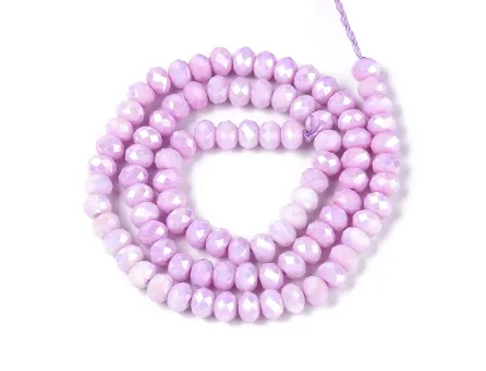 Margele cristal rondel fatetat electroplacat 6x4mm mov lustered (sirag)
