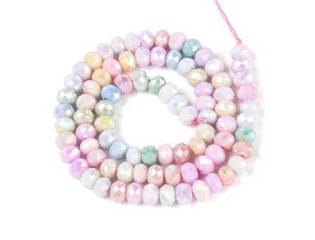 Margele cristal rondel fatetat electroplacat 6x4mm mix pastel lustered (sirag)