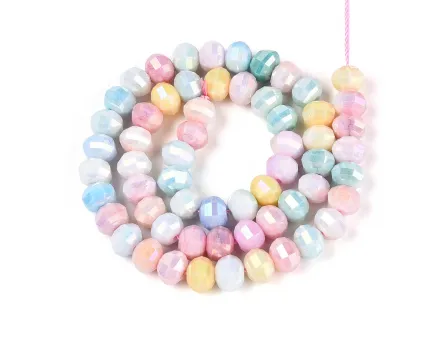 Margele cristal rondel fatetat 7.5~8x6mm mix pastel lustered (sirag)