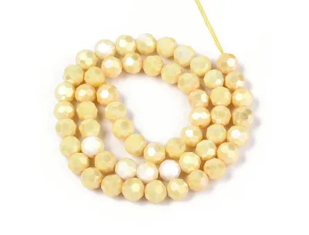 Margele cristal rotund fatetat electroplacat 8mm galben lustered (sirag)