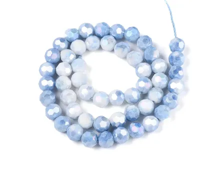 Margele cristal rotund fatetat electroplacat 8mm albastru lustered (sirag)
