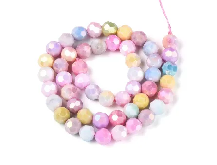 Margele cristal rotund fatetat electroplacat 8mm mix pastel lustered (sirag)