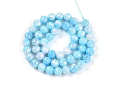 Margele cristal rotund fatetat electroplacat 7~8mm sky blue lustered (sirag)