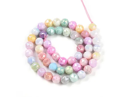Margele cristal rotund fatetat electroplacat 7~8mm mix pastel lustered (sirag)