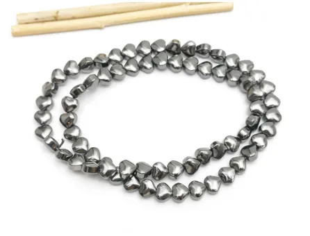 Margele sticla electroplacate inima 6.5x6x4mm argintiu inchis (sirag)
