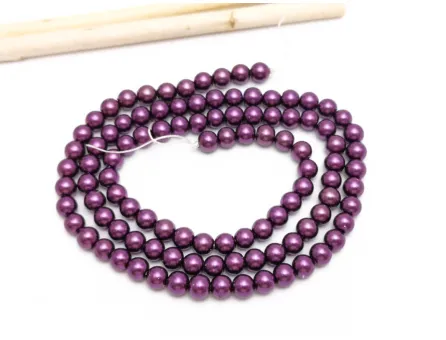 Perle de sticla calitate a 4mm mov inchis (sirag)