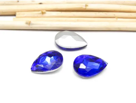 Cabochon din sticla picatura 14x10mm albastru (1buc)