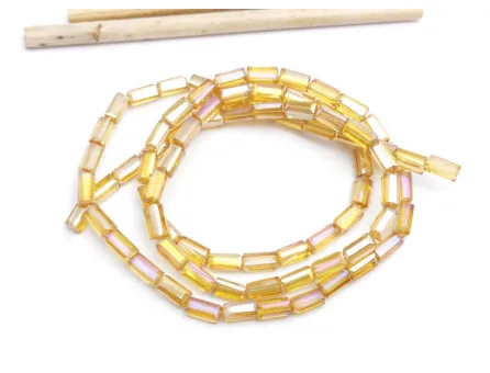 Margele cristal cuboid fatetat 6x3mm auriu AB (sirag)