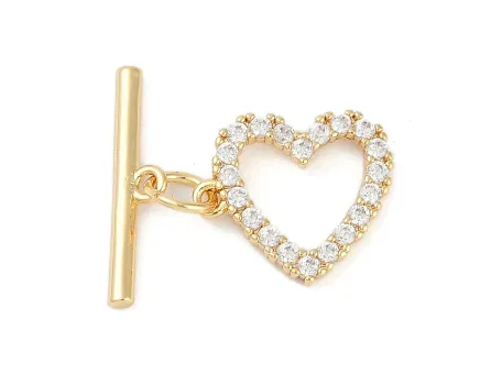 Inchizatoare cubic zirconia toggle 14x12mm placat cu aur 18K (1buc)