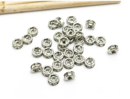 Distantiere cu rhinestone 6mm argintiu inchis