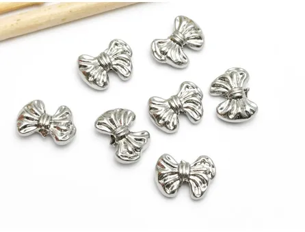 Margele distantiere metalice argintii funda 13x9.5mm