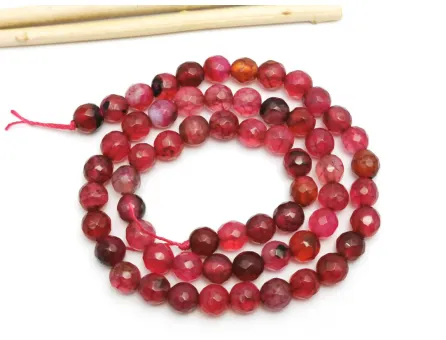 Sirag agate crackle fatetat 6mm roz fucsia