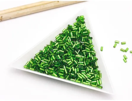 Toho bugle 3mm silver lined peridot (5g)