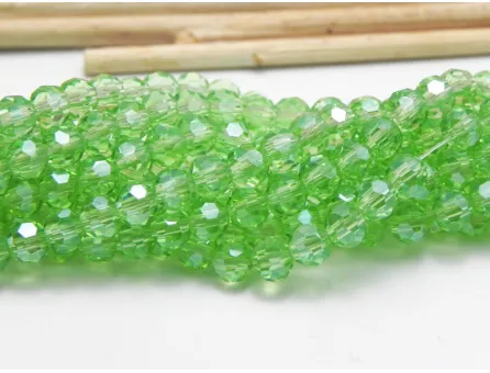 Margele cristal rotund fatetat 4mm verde pal (sirag)