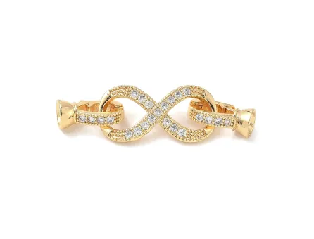 Inchizatoare cubic zirconia infinit 39x10mm placat cu aur 18K (1buc)