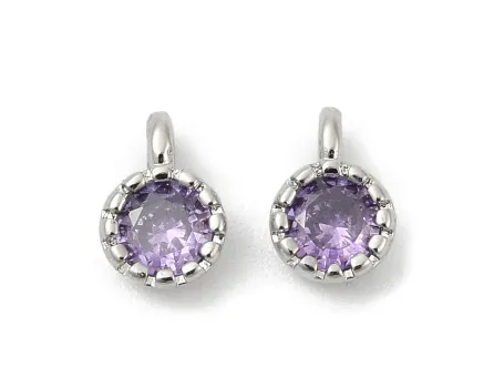 Charm cubic zirconia argintiu 6.5x4mm mov