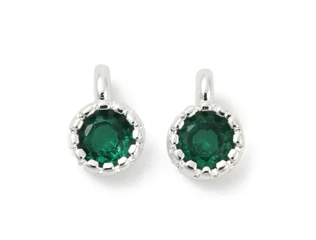 Charm cubic zirconia argintiu 6.5x4mm smarald