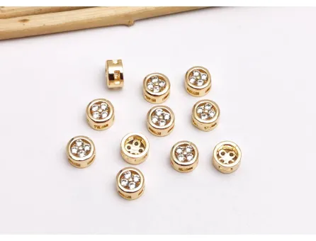 Distantier cubic zirconia 5.5x3.5mm placat cu aur 18K