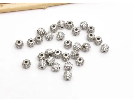 Distantier cubic zirconia 4.5x4mm argintiu