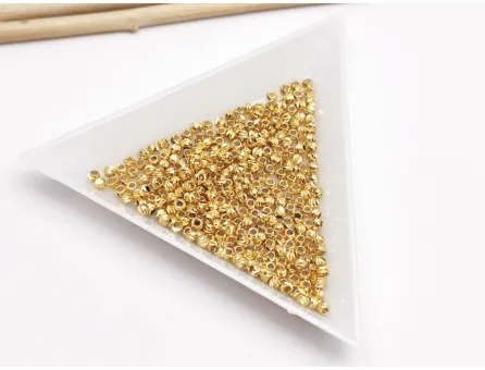 Margele de alama decorative cu striatii 2mm placate cu aur 18K (10buc)