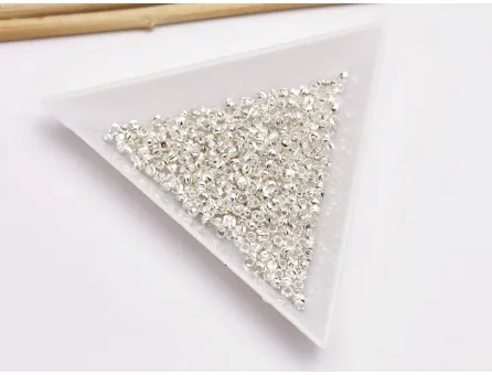Margele de alama decorative cu striatii 2mm placate cu argint (10buc)