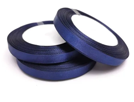 Panglica saten latime 10mm albastru inchis (22m)