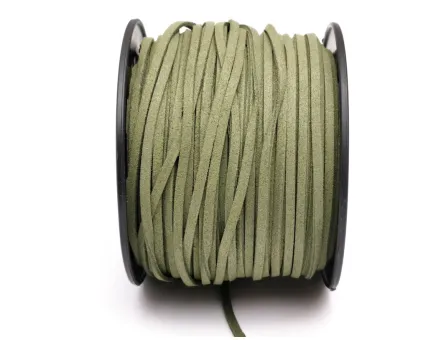 Snur suede imitatie piele intoarsa latime 3mm verde kaki (5metri)