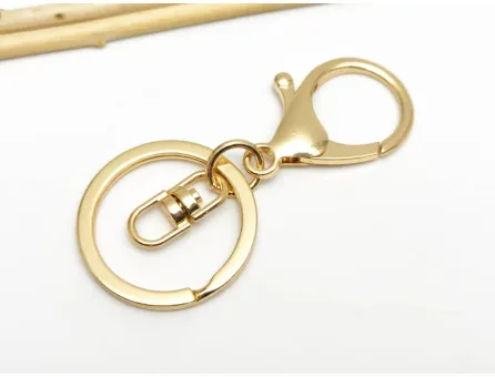 Inel breloc cu inchizatoare lobster 68x30x5mm auriu