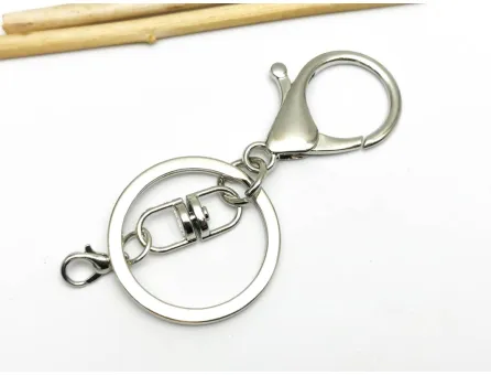 Inel breloc cu inchizatoare lobster 73x30x5mm argintiu inchis