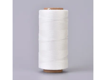 Rola ata cerata plata micro macrame 0.80mm alb (260m)