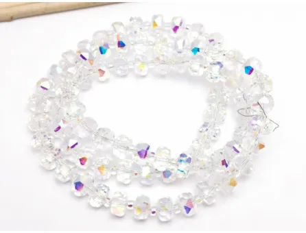 Margele cristal rondel fatetat 8x5mm transparent AB (sirag)