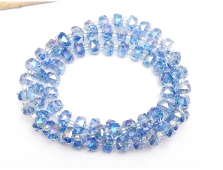Margele cristal rondel fatetat 8x5mm albastru AB (sirag)