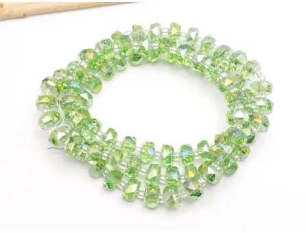 Margele cristal rondel fatetat 8x5mm verde AB (sirag)