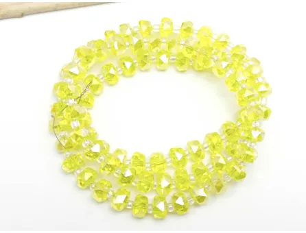 Margele cristal rondel fatetat 8x5mm galben AB (sirag)