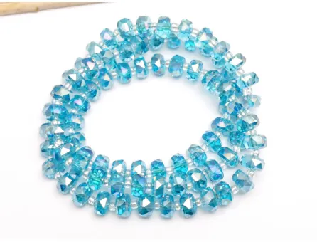 Margele cristal rondel fatetat 8x5mm turcoaz AB (sirag)
