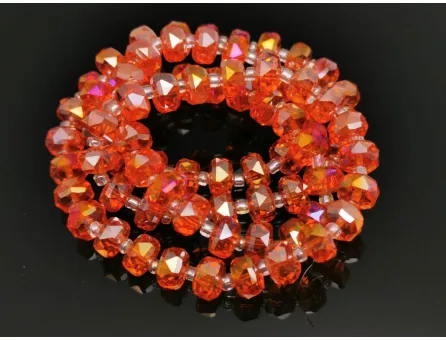 Margele cristal rondel fatetat 8x5mm portocaliu AB (sirag)