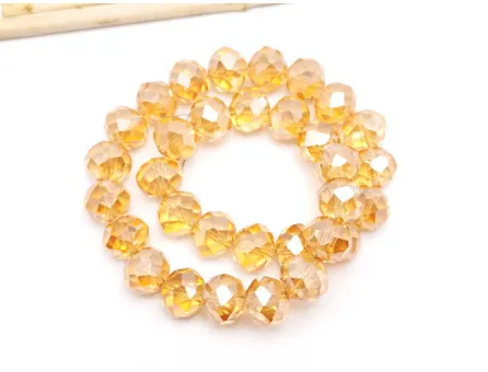 Margele cristal rondel fatetat 10x8mm auriu roscat lustered (sirag)