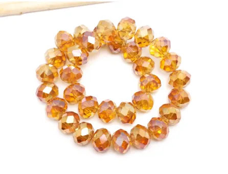 Margele cristal rondel fatetat 10x8mm auriu coniac AB (sirag)