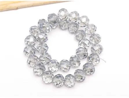 Margele cristal rondel fatetat 10x8mm albastru grizonat lustered (sirag)