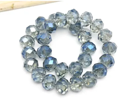 Margele cristal rondel fatetat 10x8mm albastru denim lustered (sirag)
